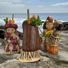 Load image into Gallery viewer, "it's a hula world" Tiki Mug, Hula Girl Too - #3 of a 4 mug series, sculpted by Thor - Ready to Ship (FREE SHIPPING in U.S.)