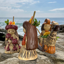 Load image into Gallery viewer, "it's a hula world" Tiki Mug, Hula Girl Too - #3 of a 4 mug series, sculpted by Thor - Ready to Ship (FREE SHIPPING in U.S.)
