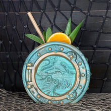 Load image into Gallery viewer, DIVE! DIVE! DIVE! Ocean Patina Edition - Ceramic Tiki Mug, sculpt by Thor - Ready to Ship! (FREE SHIPPING in U.S.)