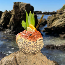 Load image into Gallery viewer, Lost's Petrified Puffer (Red) - Ceramic Tiki Mug, sculpted by Thor - Ready to Ship! (FREE SHIPPING in U.S.)