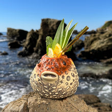Load image into Gallery viewer, Lost's Petrified Puffer (Red) - Ceramic Tiki Mug, sculpted by Thor - Ready to Ship! (FREE SHIPPING in U.S.)
