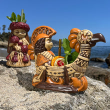 Load image into Gallery viewer, "it's a hula world" Tiki Mug, Outrigger Boy - #2 of a 2 mug series, designed and sculpted by Thor - DECOR USE ONLY - Ready to Ship! (FREE SHIPPING in U.S.)