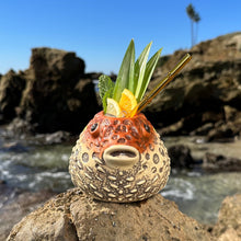 Load image into Gallery viewer, Lost's Petrified Puffer (Red) - Ceramic Tiki Mug, sculpted by Thor - Ready to Ship! (FREE SHIPPING in U.S.)