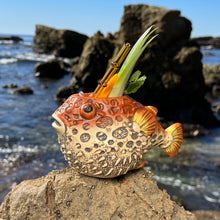 Load image into Gallery viewer, Lost's Petrified Puffer (Red) - Ceramic Tiki Mug, sculpted by Thor - Ready to Ship! (FREE SHIPPING in U.S.)