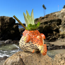 Load image into Gallery viewer, Lost's Petrified Puffer (Red) - Ceramic Tiki Mug, sculpted by Thor - Ready to Ship! (FREE SHIPPING in U.S.)