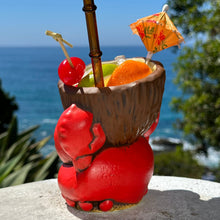 Load image into Gallery viewer, Tiki tOny's Red King Coconut - Ceramic Tiki Mug - Ready to Ship! (FREE Shipping in U.S.)