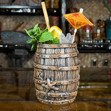 Load image into Gallery viewer, Sunken Rum Barrel Tiki Mug, sculpted by Thor - Ready to Ship! (FREE SHIPPING in U.S.)