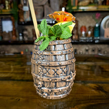 Load image into Gallery viewer, Sunken Rum Barrel Tiki Mug, sculpted by Thor - Ready to Ship! (FREE SHIPPING in U.S.)