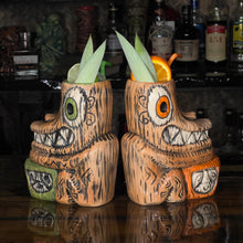 Load image into Gallery viewer, Tiki tOny's Enchanted Tiki Room Drummer ceramic Tiki Mug (Orange or Green), sculpted by Tiki tOny and Thor - Ready to Ship! (FREE SHIPPING in U.S.)