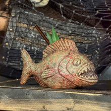 Load image into Gallery viewer, Jungle River Piranha ceramic Tiki Mug - 3 Limited Editions of 275 Combined - Made in USA - Ready to Ship! - (FREE Shipping in U.S.)