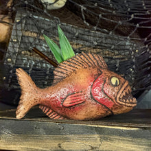 Load image into Gallery viewer, Jungle River Piranha ceramic Tiki Mug - 3 Limited Editions of 275 Combined - Made in USA - Ready to Ship! - (FREE Shipping in U.S.)