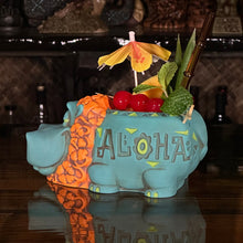 Load image into Gallery viewer, Hippo in Paradise "Bubbles" Tiki Mug, sculpt by Thor - Ready to Ship! (FREE SHIPPING in U.S.)