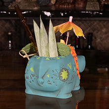 Load image into Gallery viewer, Hippo in Paradise "Bubbles" Tiki Mug, sculpt by Thor - Ready to Ship! (FREE SHIPPING in U.S.)