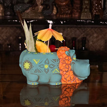 Load image into Gallery viewer, Hippo in Paradise "Bubbles" Tiki Mug, sculpt by Thor - Ready to Ship! (FREE SHIPPING in U.S.)