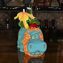 Load image into Gallery viewer, Hippo in Paradise "Bubbles" Tiki Mug, sculpt by Thor - Ready to Ship! (FREE SHIPPING in U.S.)