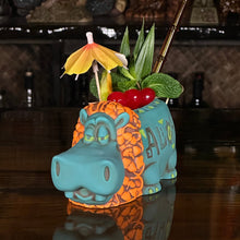 Load image into Gallery viewer, Hippo in Paradise "Bubbles" Tiki Mug, sculpt by Thor - Ready to Ship! (FREE SHIPPING in U.S.)