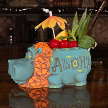 Load image into Gallery viewer, Hippo in Paradise "Bubbles" Tiki Mug, sculpt by Thor - Ready to Ship! (FREE SHIPPING in U.S.)