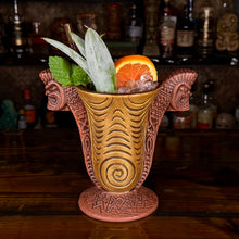 Load image into Gallery viewer, Doug Horne&#39;s Outrigger Chalice Tiki Mug, sculpted by Thor - Ready to Ship (FREE SHIPPING in U.S.)
