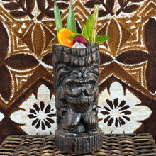 Load image into Gallery viewer, Hoa Kahiko Ku Tiki Mug (Dark Wood glaze), sculpted by Thor - Ceramic - Ready to Ship (FREE SHIPPING in U.S.)

