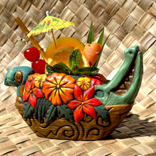 Load image into Gallery viewer, Tiki tOny's Flower Boat Canoe - Ceramic Tiki Mug - Ready to Ship! (FREE Shipping in U.S.)
