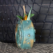 Load image into Gallery viewer, DIVE! DIVE! DIVE!  Ocean Patina Edition - Ceramic Tiki Mug, sculpt by Thor - Ready to Ship!
