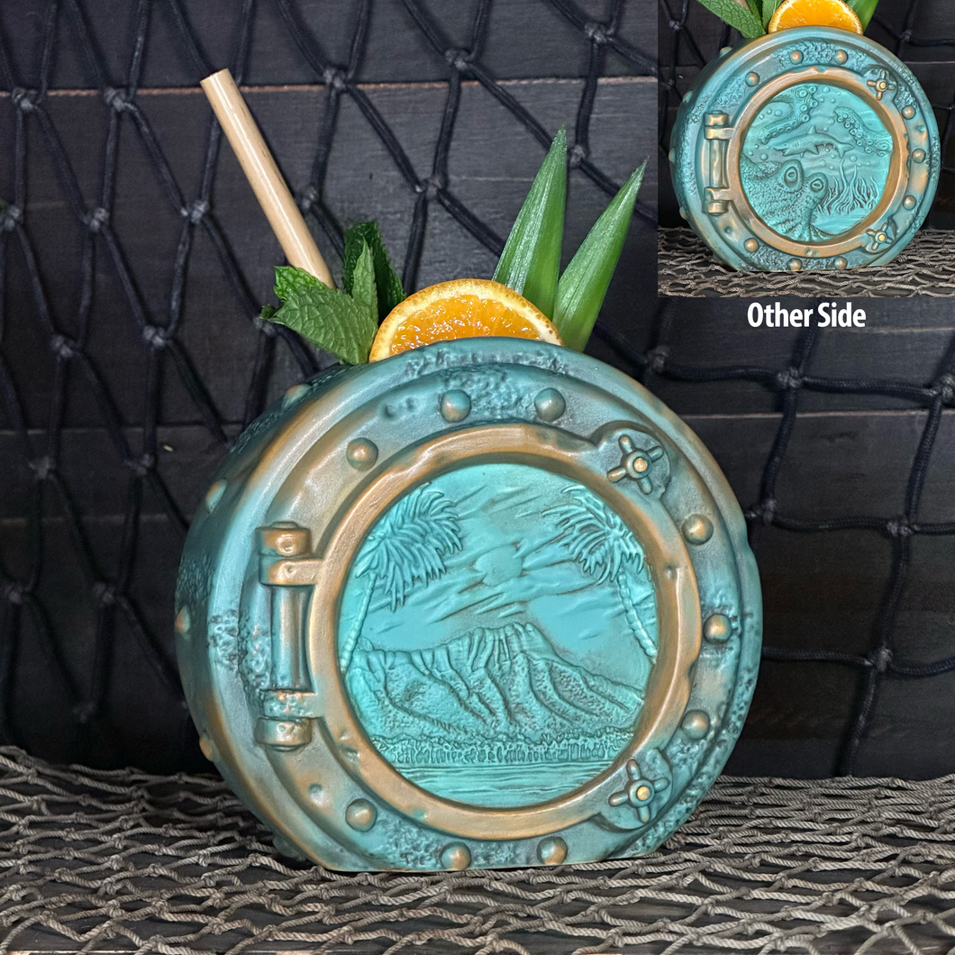 DIVE! DIVE! DIVE!  Ocean Patina Edition - Ceramic Tiki Mug, sculpt by Thor - Ready to Ship!