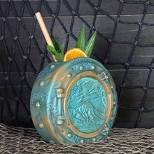 Load image into Gallery viewer, DIVE! DIVE! DIVE!  Ocean Patina Edition - Ceramic Tiki Mug, sculpt by Thor - Ready to Ship!

