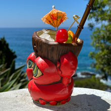 Load image into Gallery viewer, Tiki tOny's Red King Coconut - Ceramic Tiki Mug - Ready to Ship! (FREE Shipping in U.S.)
