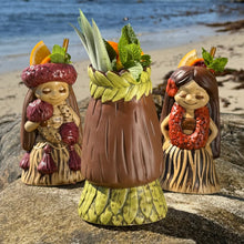 Load image into Gallery viewer, "it's a hula world" Tiki Mug, Hula Girl Ti - #4 of a 4 mug series - Ready to Ship! (FREE Shipping in U.S.)
