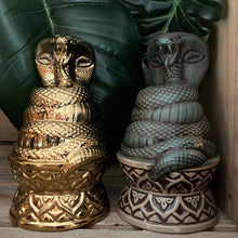 Load image into Gallery viewer, Golden Cobra Idol Tiki Mug, designed and sculpted by Thor - Ready to Ship!
