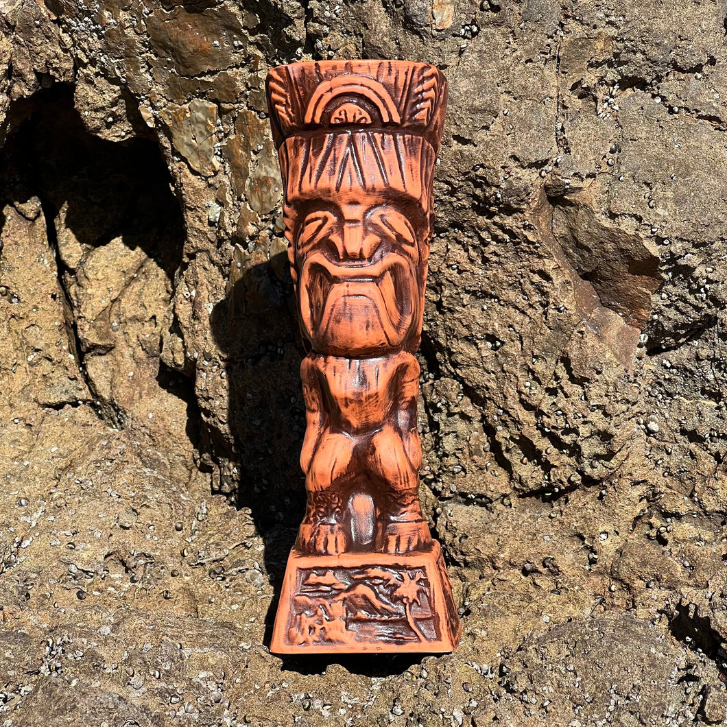 Journey to Hawaii Tiki Mug - Lava Orange Limited Edition of 300, designed by Lost Tiki, Jeff Granito, Thor, and sculpted by Thor - DECOR USE ONLY - Ready to Ship!