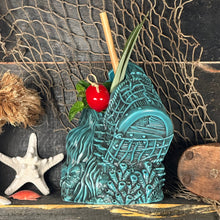 Load image into Gallery viewer, Sunken Treasure (Blue) Ceramic Tiki Mug - Ready to Ship! (FREE SHIPPING in U.S.)
