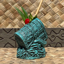 Load image into Gallery viewer, Sunken Treasure (Blue) Ceramic Tiki Mug - Ready to Ship! (FREE SHIPPING in U.S.)
