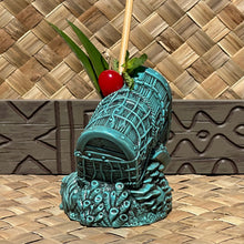 Load image into Gallery viewer, Sunken Treasure (Blue) Ceramic Tiki Mug - Ready to Ship! (FREE SHIPPING in U.S.)
